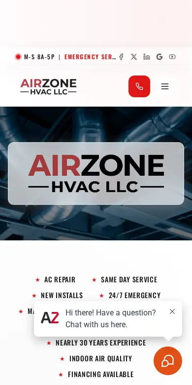 The Airzone home page on a phone-sized screen